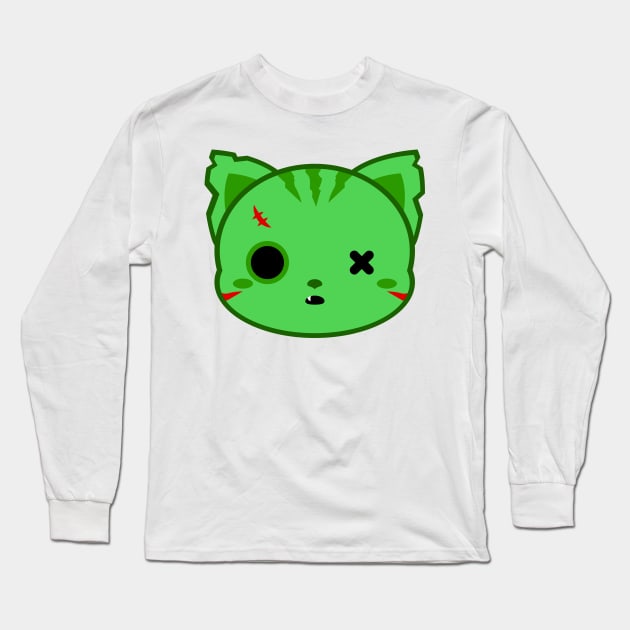 Cute Zombie Cat Long Sleeve T-Shirt by alien3287